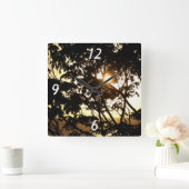 Sunset Through Trees I Tropical Photography Vierkante Klok (Huis)