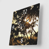 Sunset Through Trees I Tropical Photography Vierkante Klok (Hoek)