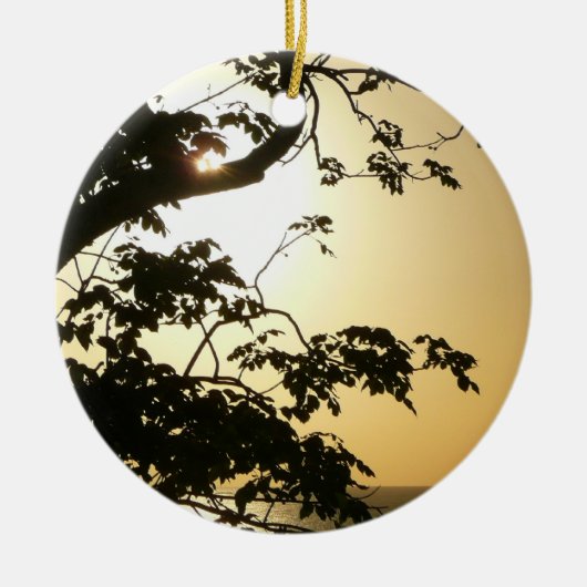 Sunset Through Trees II Tropische fotografie Keramisch Ornament (Voorkant)