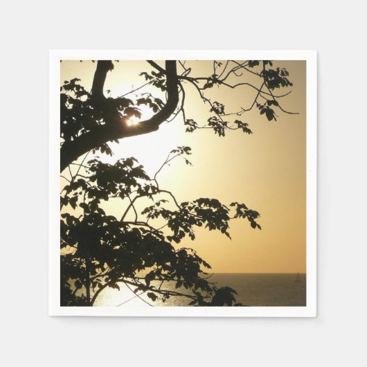 Sunset Through Trees II Tropische fotografie Servetten (Voorkant)