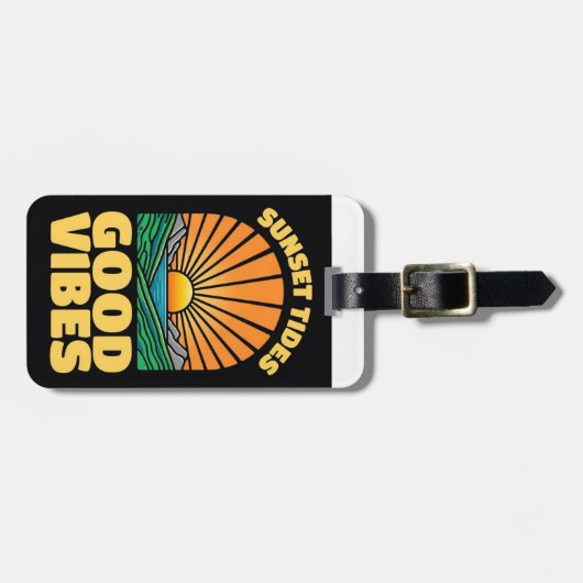 Sunset Tides Good Vibes Bagagelabel (Voorkant horizontaal)