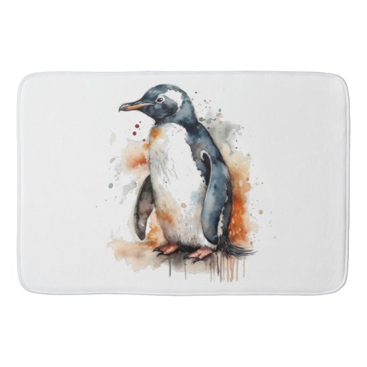 Sunset Tones Waterverf Penguin Badmat (Voorkant)