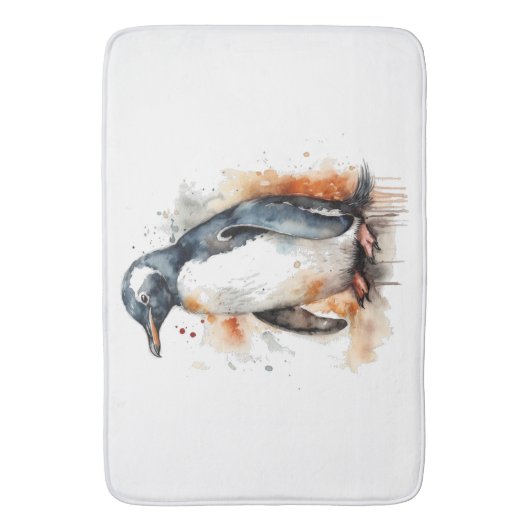 Sunset Tones Waterverf Penguin Badmat (Voorkant Verticaal)