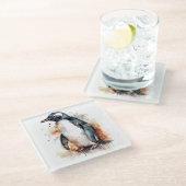 Sunset Tones Waterverf Penguin Glazen Onderzetter (Schuin)