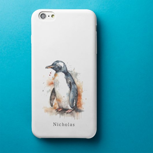 Sunset Tones Waterverf Penguin, op maat Case-Mate iPhone Case