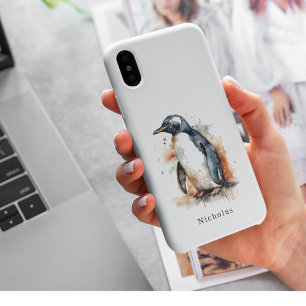 Sunset Tones Waterverf Penguin, op maat Case-Mate iPhone Case