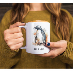 Sunset Tones Waterverf Penguin, op maat Mok