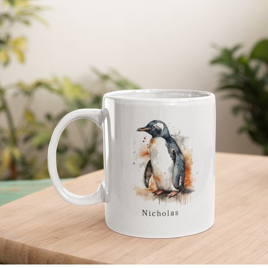 Sunset Tones Waterverf Penguin, op maat Mok