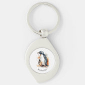 Sunset Tones Waterverf Penguin, op maat Sleutelhanger (Voorkant)