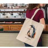 Sunset Tones Waterverf Penguin, op maat Tote Bag