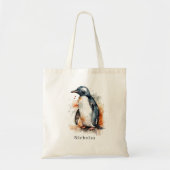 Sunset Tones Waterverf Penguin, op maat Tote Bag (Voorkant)