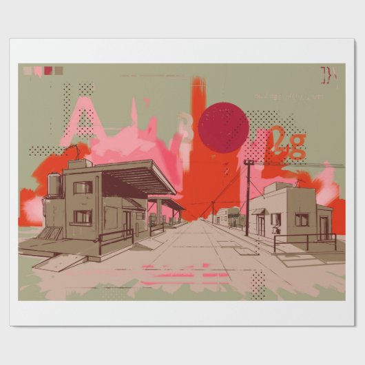 sunset town cadeaupapier (Vlak)