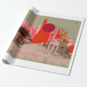 sunset town cadeaupapier (Uitgerold)