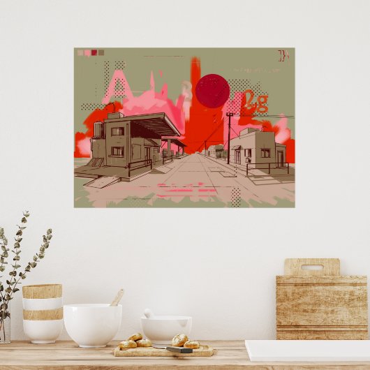 Sunset Town Poster (Keuken)