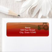 Sunset Tractor Illustratie Retouradres Etiket (Insitu)