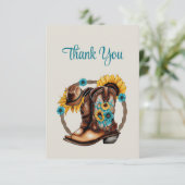 Sunset Trails: een oprechte Westerne bedankpas Bedankkaart (Staand voorkant)