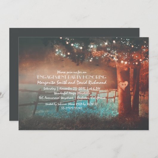 Sunset Tree Lights Rustieke Outdoor Engagement Par Kaart (Voorkant / Achterkant)