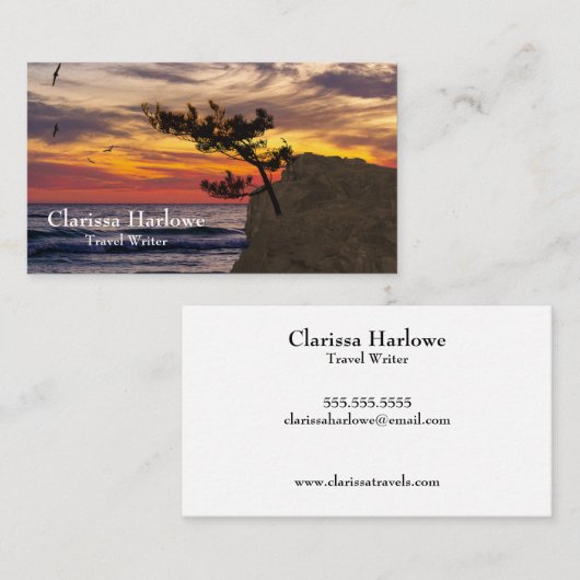 Sunset Tree Reisschrijver Blogger Magazine Visitekaartje (Voorkant / Achterkant)
