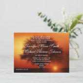 Sunset Tree Silhouette Fall Wedding Invitting Kaart (Staand voorkant)