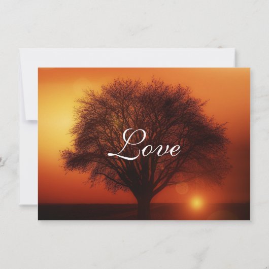 Sunset Tree Silhouette Fall Wedding Invitting Kaart (Achterkant)