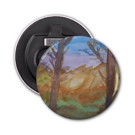Sunset Trees Flesopener Button Flesopener (Voorkant)