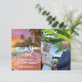 Sunset Tropical Beach Dank u kaart bruiloft (Staand voorkant)