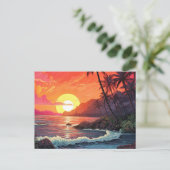 Sunset Tropical Beach Paradise Island Briefkaart (Staand voorkant)