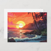 Sunset Tropical Beach Paradise Island Briefkaart (Voorkant / Achterkant)