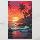 Sunset Tropical Beach Paradise Island Briefpapier (Voorkant)