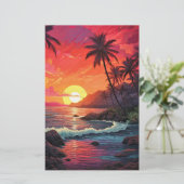 Sunset Tropical Beach Paradise Island Briefpapier (Staand voorkant)