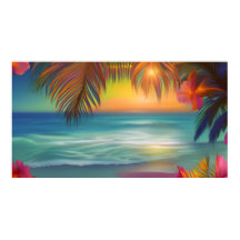Sunset Tropical Beach Sand oceanische palmbomen Bl