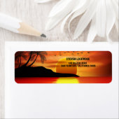 Sunset Tropical Island Palms Retouradres Etiket (Insitu)