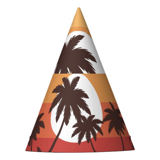 Sunset Tropical Palm Beach Feesthoedjes (Voorkant)