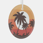 Sunset Tropical Palm Beach Glas Ornament (Voorkant Rechts)