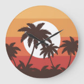 Sunset Tropical Palm Beach Grote Klok (Voorkant)