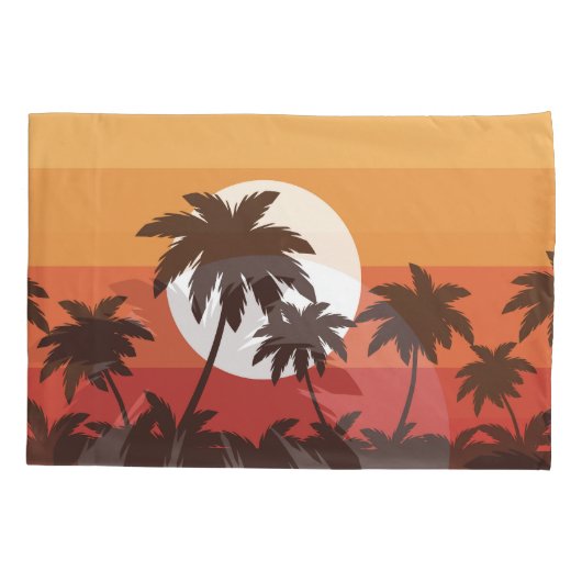 Sunset Tropical Palm Beach Kussensloop (Achterkant)