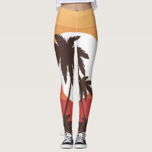 Sunset Tropical Palm Beach Leggings