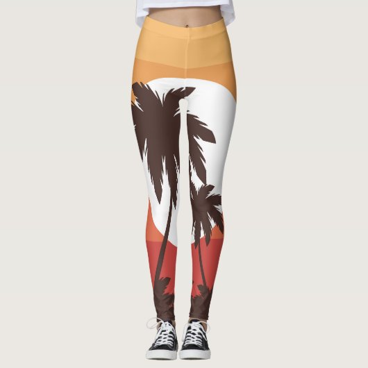 Sunset Tropical Palm Beach Leggings (Voorkant)