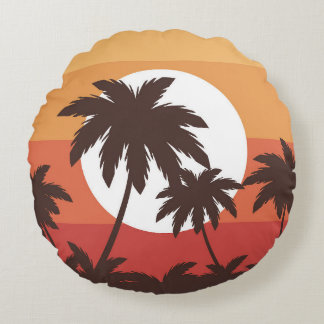 Sunset Tropical Palm Beach Rond Kussen