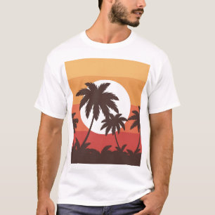 Sunset Tropical Palm Beach T-shirt