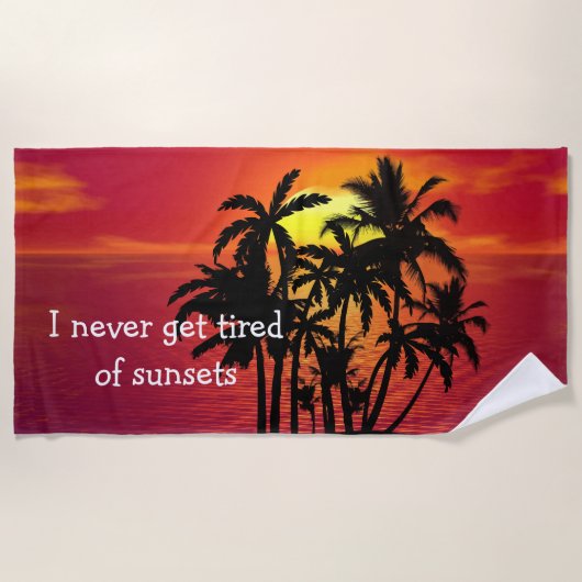 Sunset Tropical Palm Trees Silhouette Strandlaken (Voorkant)