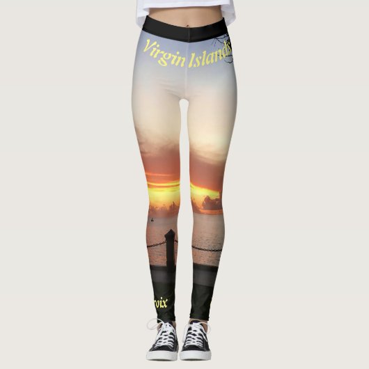 Sunset Tropical Virgin Islands personaliseren Leggings (Voorkant)