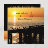 Sunset tropische thema bruiloft kaart (Voorkant / Achterkant)