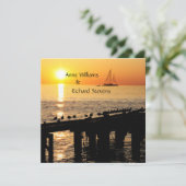 Sunset tropische thema bruiloft kaart (Staand voorkant)