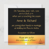 Sunset tropische thema bruiloft kaart (Achterkant)