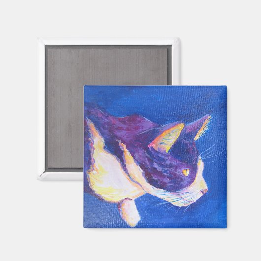 Sunset Tuxedo Cat Pet Art Custom Magnet (Voorkant / Achterkant)