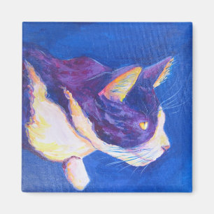 Sunset Tuxedo Cat Pet Art Custom Magnet
