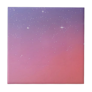 Sunset Twilight Stars Roze Paarse Ombre Gradient Tegeltje