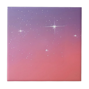 Sunset Twilight Stars Roze Paarse Ombre Gradient Tegeltje