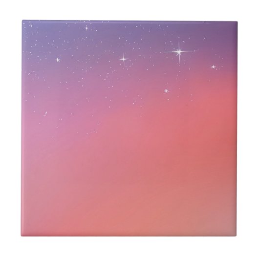Sunset Twilight Stars Roze Paarse Ombre Gradient Tegeltje (Voorkant)